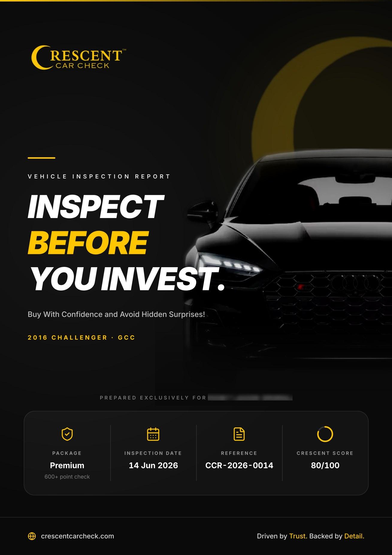 Crescent Car Check inspection report — cover page